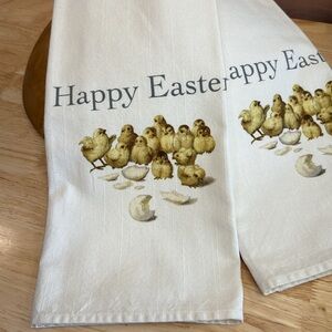 WILLIAMS SONOMA 2 COTTON HAPPY EASTER KITCHEN TOWELS NEW